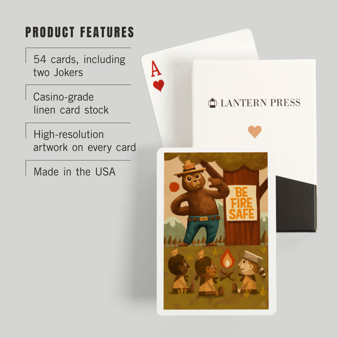 Playing Cards, Smokey Bear, Fire Safety School, Officially Licensed, 52 Card Deck with Jokers in Box, Unique Art Cards Lantern Press 