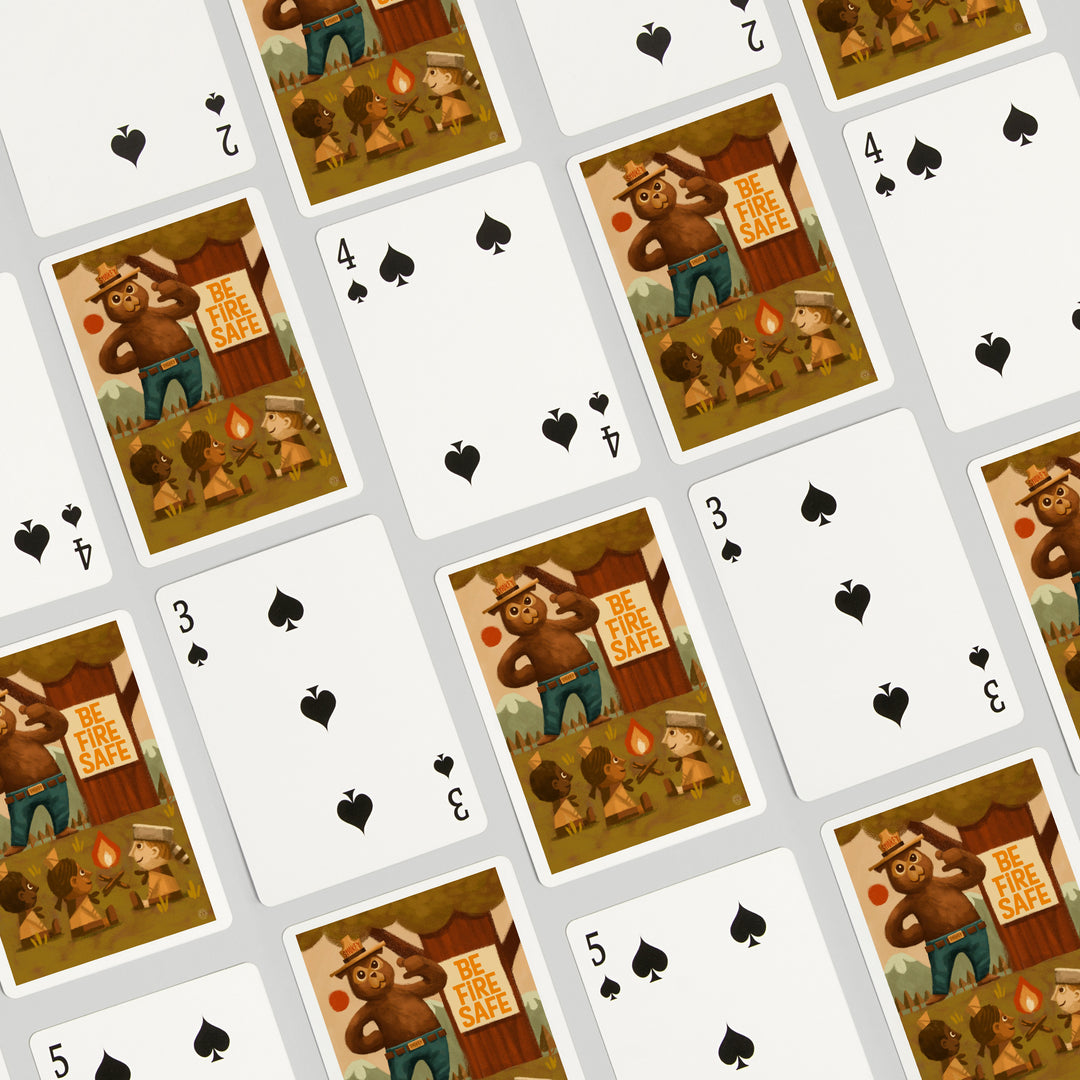 Playing Cards, Smokey Bear, Fire Safety School, Officially Licensed, 52 Card Deck with Jokers in Box, Unique Art Cards Lantern Press 