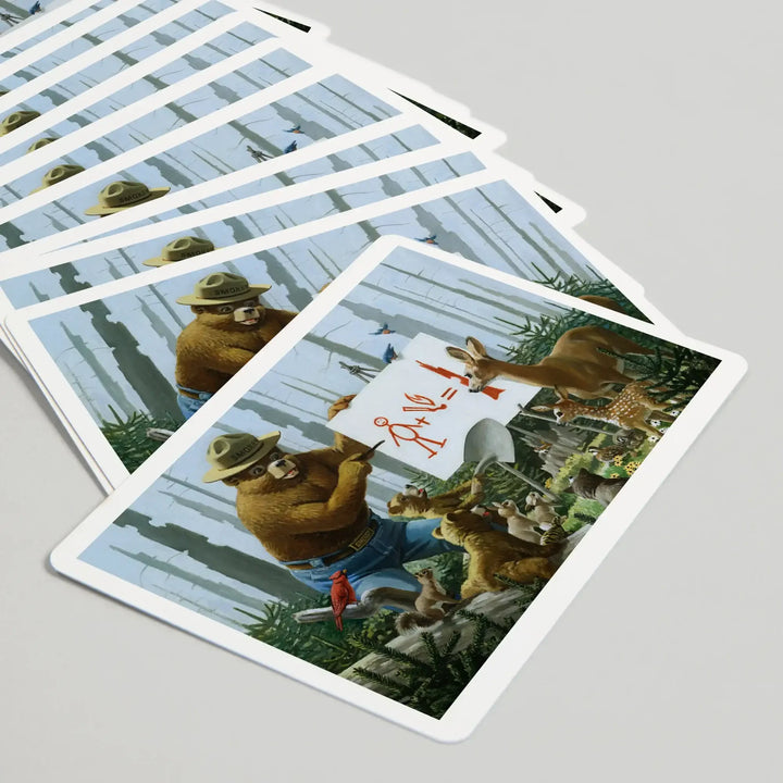 Playing Cards, Smokey Bear, Forest Fire Equation, Officially Licensed Vintage Poster, 52 Card Deck with Jokers in Box, Unique Art Cards Lantern Press 