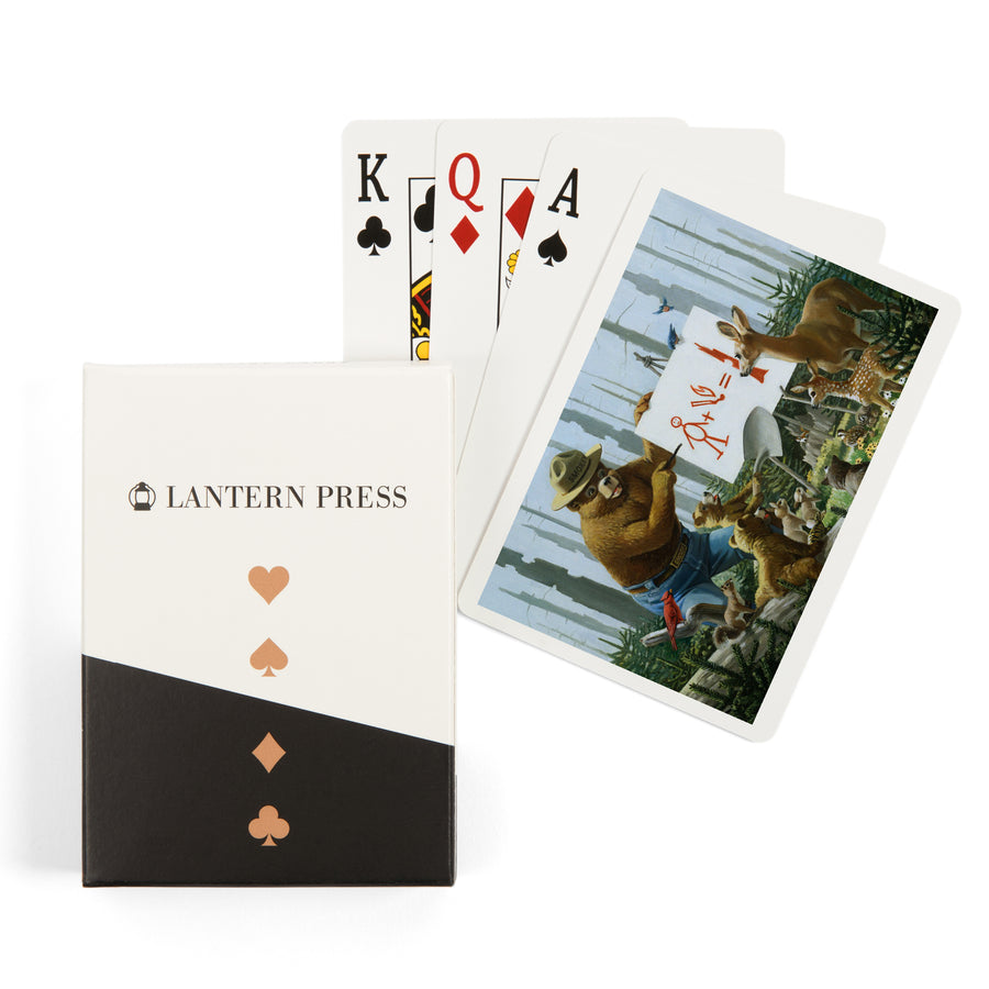 Playing Cards, Smokey Bear, Forest Fire Equation, Officially Licensed Vintage Poster, 52 Card Deck with Jokers in Box, Unique Art Cards Lantern Press 