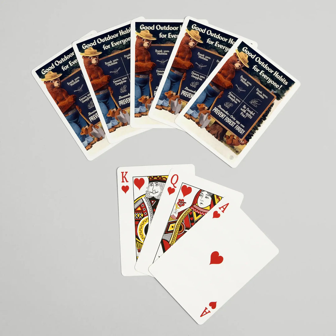 Playing Cards, Smokey Bear, Good Outdoor Habits, Vintage Poster, 52 Card Deck with Jokers in Box, Unique Art Cards Lantern Press 