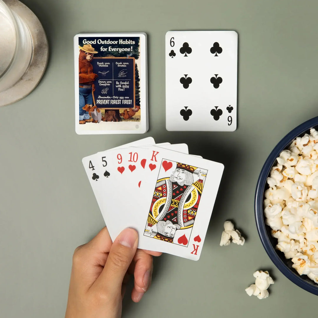Playing Cards, Smokey Bear, Good Outdoor Habits, Vintage Poster, 52 Card Deck with Jokers in Box, Unique Art Cards Lantern Press 