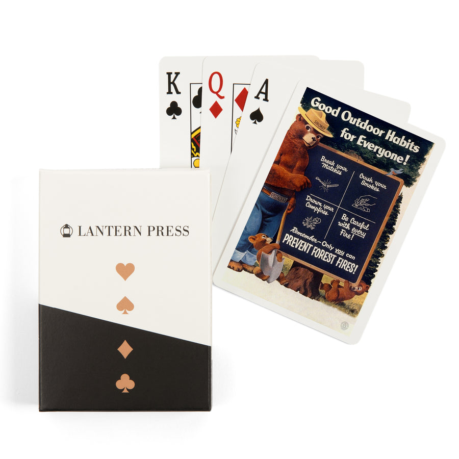 Playing Cards, Smokey Bear, Good Outdoor Habits, Vintage Poster, 52 Card Deck with Jokers in Box, Unique Art Cards Lantern Press 