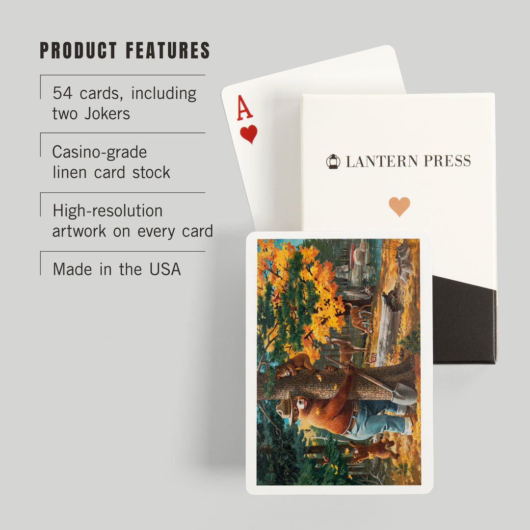 Playing Cards, Smokey Bear Hugging Tree, Officially Licensed, 52 Card Deck with Jokers in Box, Unique Art Cards Lantern Press 