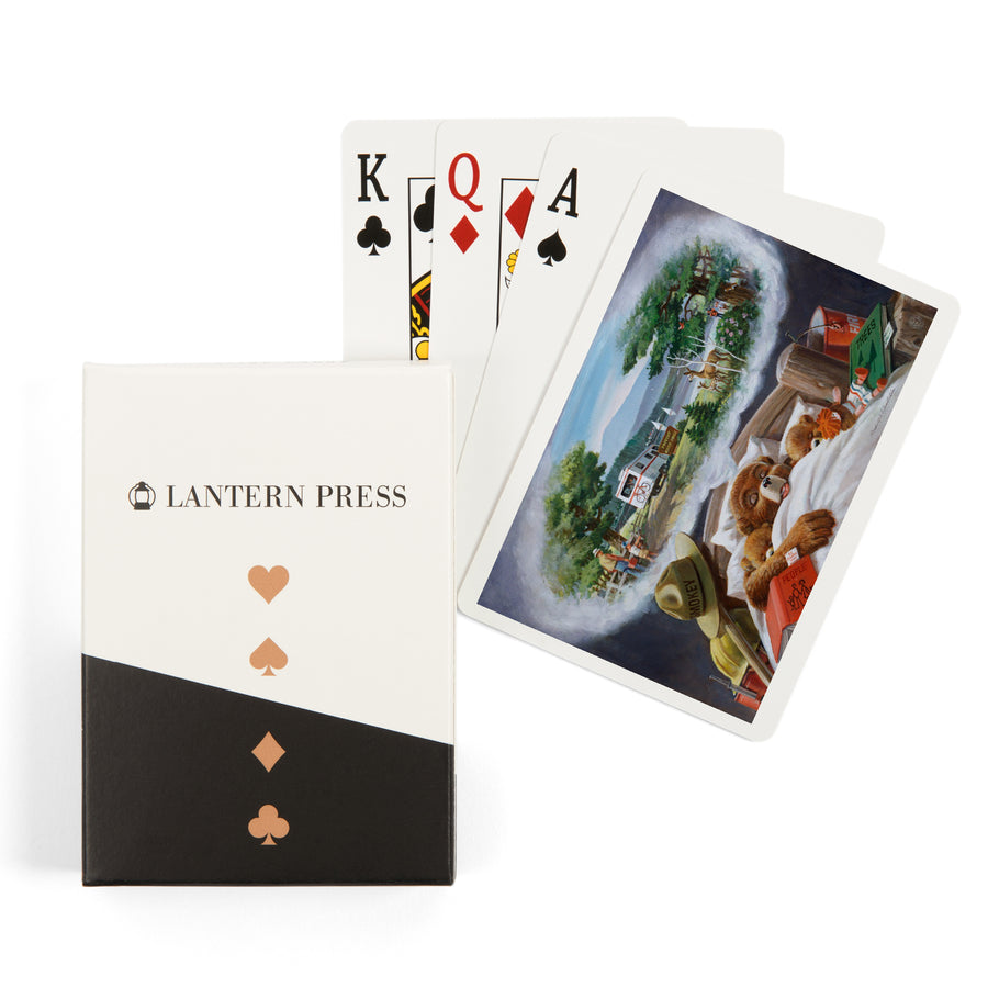 Playing Cards, Smokey Bear, In Bed Dreaming, Officially Licensed Vintage Poster, 52 Card Deck with Jokers in Box, Unique Art Cards Lantern Press 