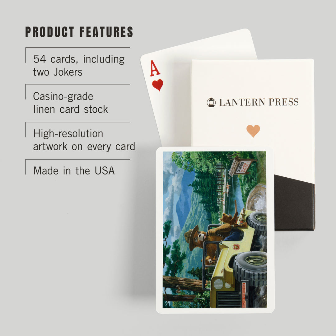 Playing Cards, Smokey Bear, Leaving in SUV, Officially Licensed Vintage Poster, 52 Card Deck with Jokers in Box, Unique Art Cards Lantern Press 