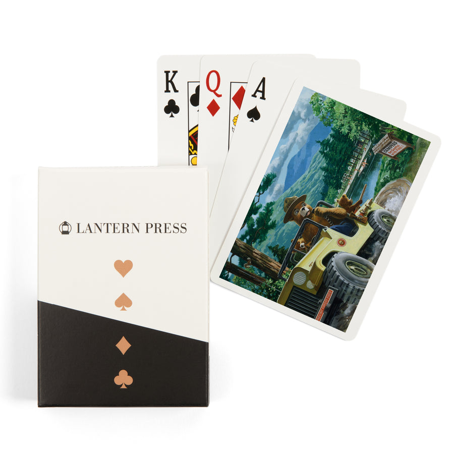 Playing Cards, Smokey Bear, Leaving in SUV, Officially Licensed Vintage Poster, 52 Card Deck with Jokers in Box, Unique Art Cards Lantern Press 