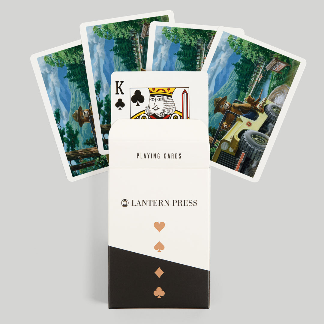 Playing Cards, Smokey Bear, Leaving in SUV, Officially Licensed Vintage Poster, 52 Card Deck with Jokers in Box, Unique Art Cards Lantern Press 