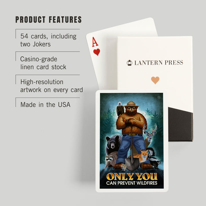 Playing Cards, Smokey Bear, Only You Can Prevent Wildfires, Officially Licensed, 52 Card Deck with Jokers in Box, Unique Art Cards Lantern Press 
