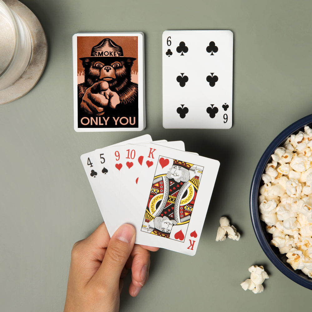Playing Cards, Smokey Bear, Only You, Halftone Red, Officially Licensed, 52 Card Deck with Jokers in Box, Unique Art Cards Lantern Press 
