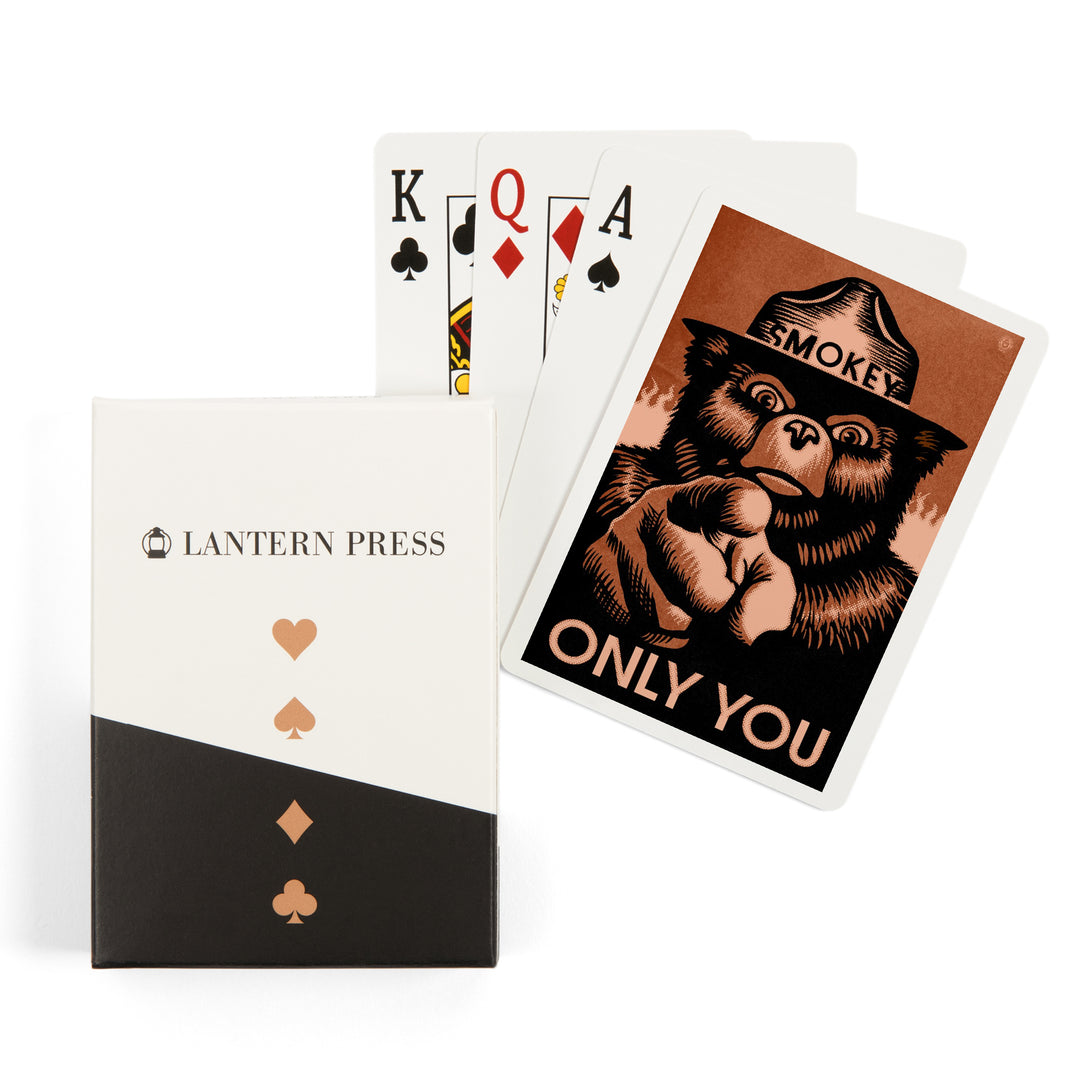 Playing Cards, Smokey Bear, Only You, Halftone Red, Officially Licensed, 52 Card Deck with Jokers in Box, Unique Art Cards Lantern Press 
