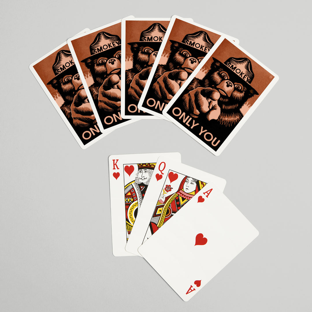 Playing Cards, Smokey Bear, Only You, Halftone Red, Officially Licensed, 52 Card Deck with Jokers in Box, Unique Art Cards Lantern Press 