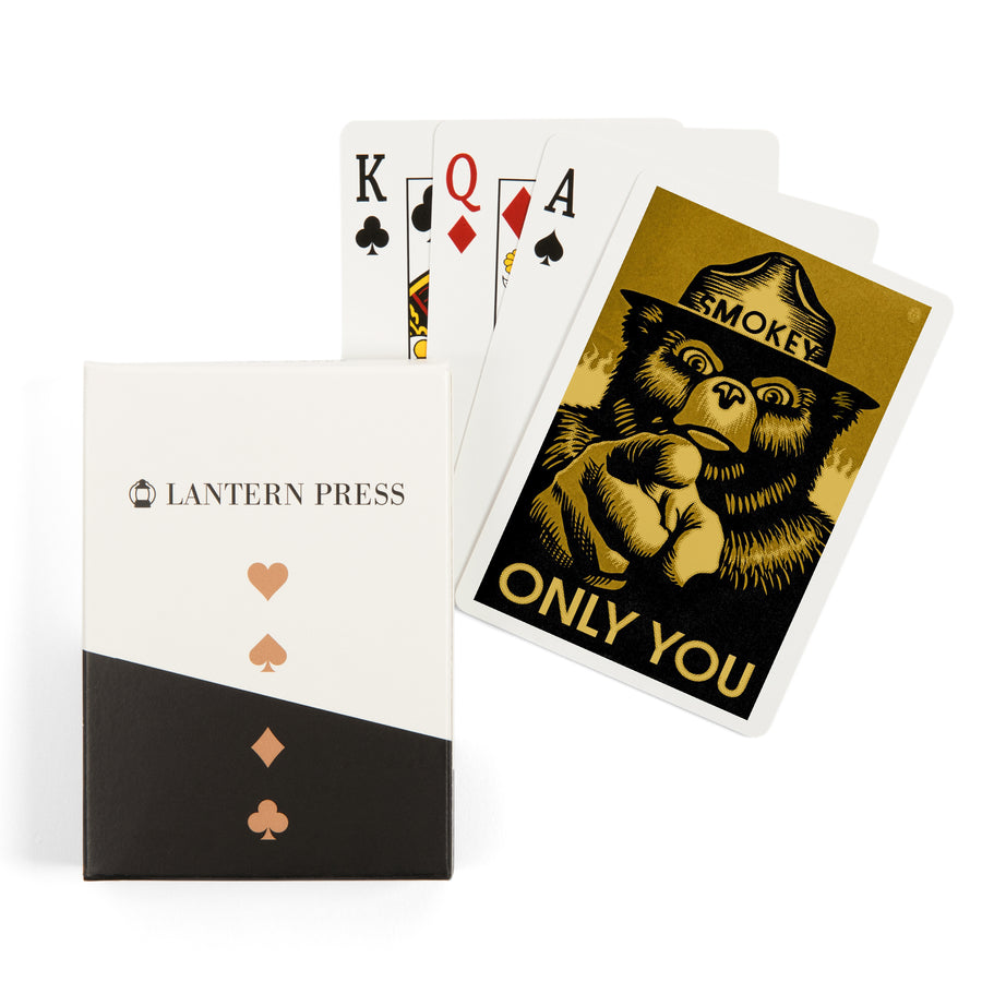 Playing Cards, Smokey Bear, Only You, Halftone Yellow, Officially Licensed, 52 Card Deck with Jokers in Box, Unique Art Cards Lantern Press 