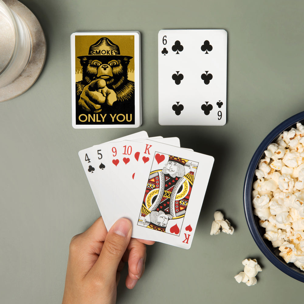 Playing Cards, Smokey Bear, Only You, Halftone Yellow, Officially Licensed, 52 Card Deck with Jokers in Box, Unique Art Cards Lantern Press 