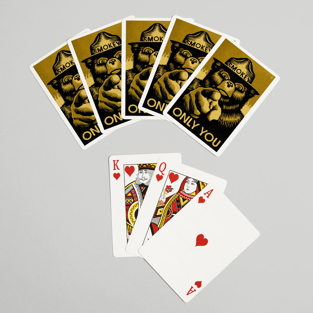 Playing Cards, Smokey Bear, Only You, Halftone Yellow, Officially Licensed, 52 Card Deck with Jokers in Box, Unique Art Cards Lantern Press 