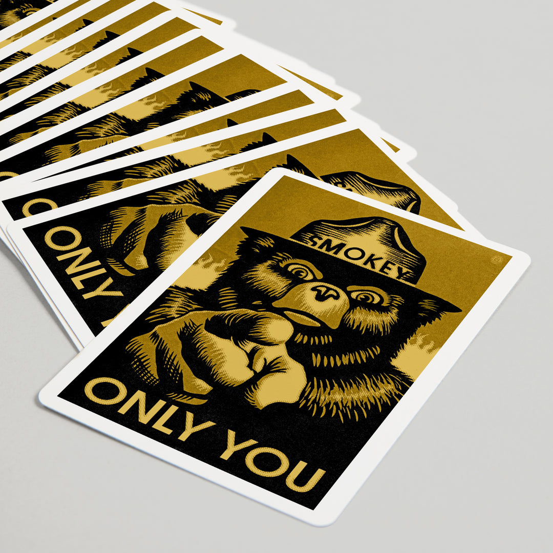 Playing Cards, Smokey Bear, Only You, Halftone Yellow, Officially Licensed, 52 Card Deck with Jokers in Box, Unique Art Cards Lantern Press 