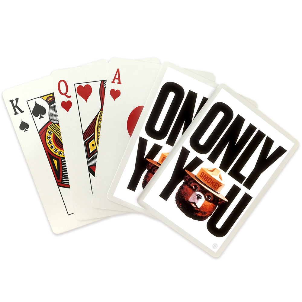 Playing Cards, Smokey Bear, Only You Typography, Officially Licensed Vintage Poster, 52 Card Deck with Jokers in Box, Unique Art Cards Lantern Press 