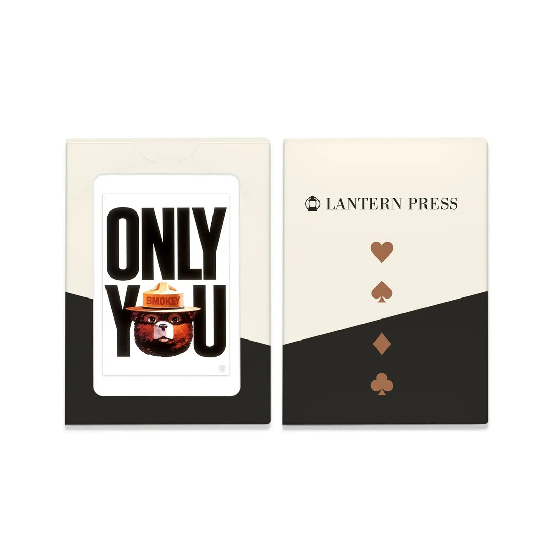 Playing Cards, Smokey Bear, Only You Typography, Officially Licensed Vintage Poster, 52 Card Deck with Jokers in Box, Unique Art Cards Lantern Press 