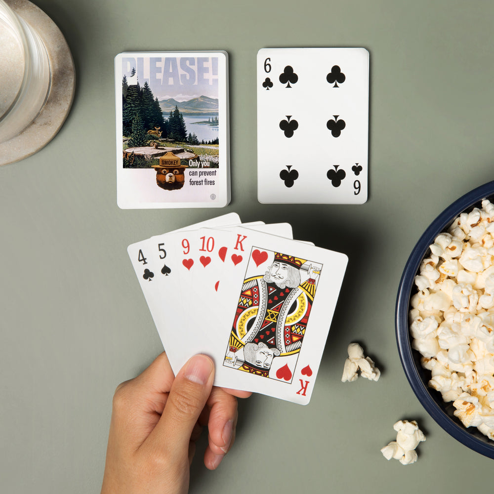 Playing Cards, Smokey Bear, Please, Only You Can Help, Lake and Forest, Officially Licensed Vintage Poster, 52 Card Deck with Jokers in Box, Unique Art Cards Lantern Press 