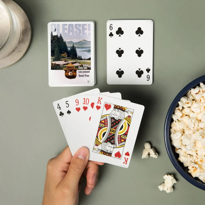 Playing Cards, Smokey Bear, Please, Only You Can Help, Lake and Forest, Officially Licensed Vintage Poster, 52 Card Deck with Jokers in Box, Unique Art Cards Lantern Press 