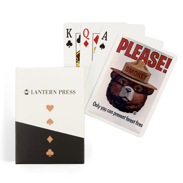Playing Cards, Smokey Bear, Please, Only You Can Help, Smokey Head, Officially Licensed Vintage Poster, 52 Card Deck with Jokers in Box, Unique Art Cards Lantern Press 