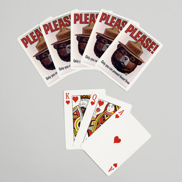 Playing Cards, Smokey Bear, Please, Only You Can Help, Smokey Head, Officially Licensed Vintage Poster, 52 Card Deck with Jokers in Box, Unique Art Cards Lantern Press 
