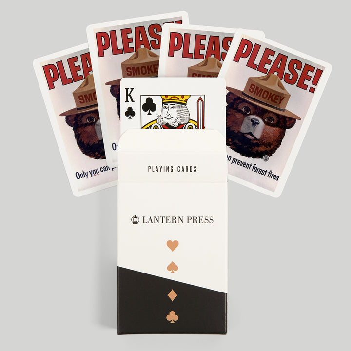Playing Cards, Smokey Bear, Please, Only You Can Help, Smokey Head, Officially Licensed Vintage Poster, 52 Card Deck with Jokers in Box, Unique Art Cards Lantern Press 