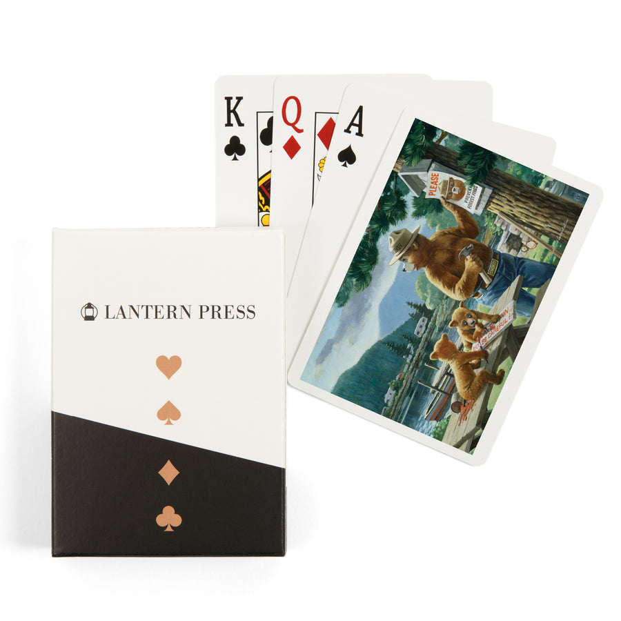 Playing Cards, Smokey Bear, Posting Signs, Vintage Poster, 52 Card Deck with Jokers in Box, Unique Art Cards Lantern Press 