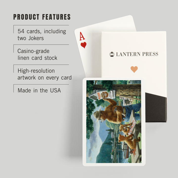 Playing Cards, Smokey Bear, Posting Signs, Vintage Poster, 52 Card Deck with Jokers in Box, Unique Art Cards Lantern Press 