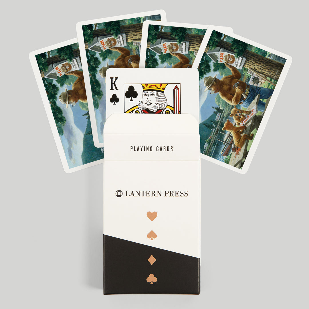 Playing Cards, Smokey Bear, Posting Signs, Vintage Poster, 52 Card Deck with Jokers in Box, Unique Art Cards Lantern Press 