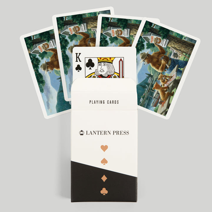 Playing Cards, Smokey Bear, Posting Signs, Vintage Poster, 52 Card Deck with Jokers in Box, Unique Art Cards Lantern Press 