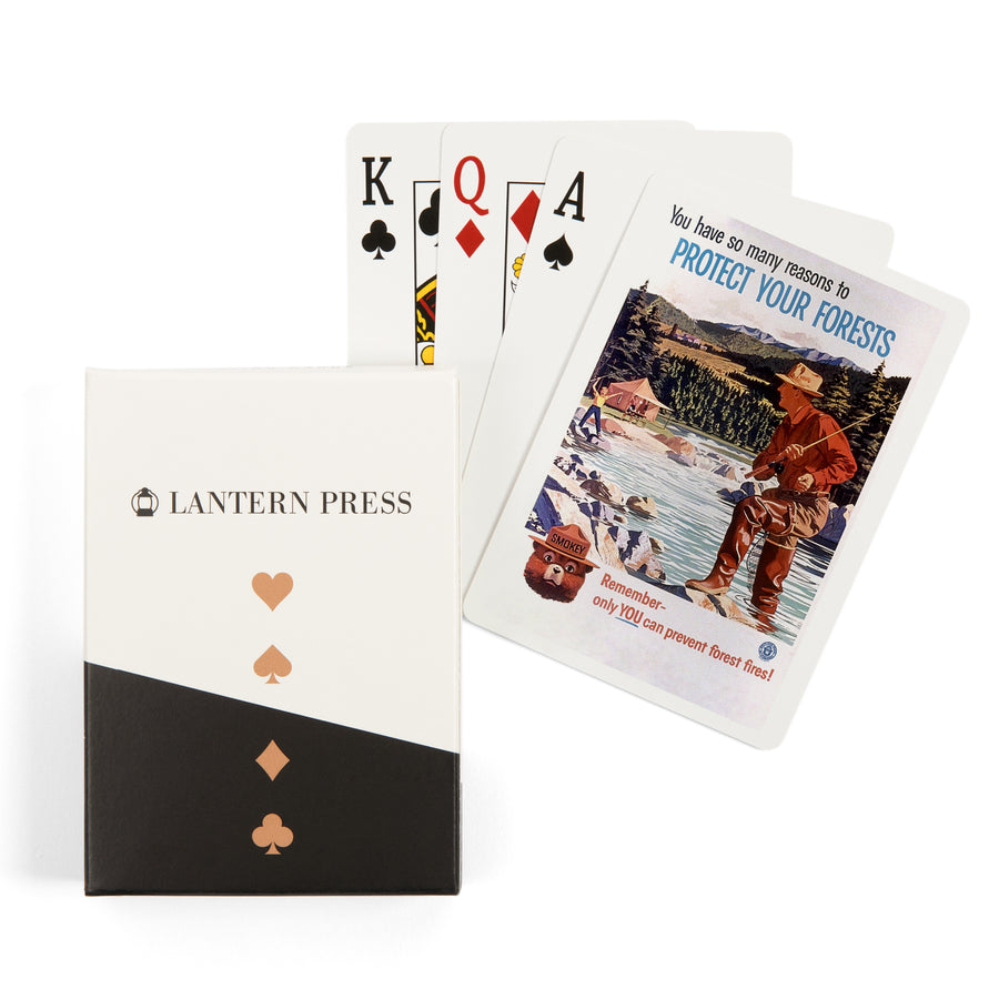 Playing Cards, Smokey Bear, Protect Your Forests, Officially Licensed Vintage Poster, 52 Card Deck with Jokers in Box, Unique Art Cards Lantern Press 
