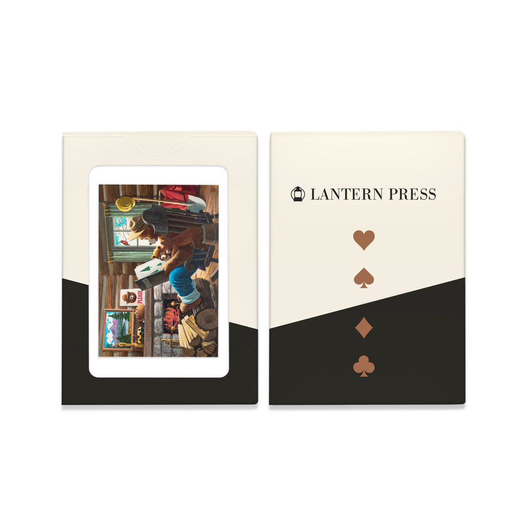 Playing Cards, Smokey Bear, Reading Book to Cubs, Officially Licensed Vintage Poster, 52 Card Deck with Jokers in Box, Unique Art Cards Lantern Press 