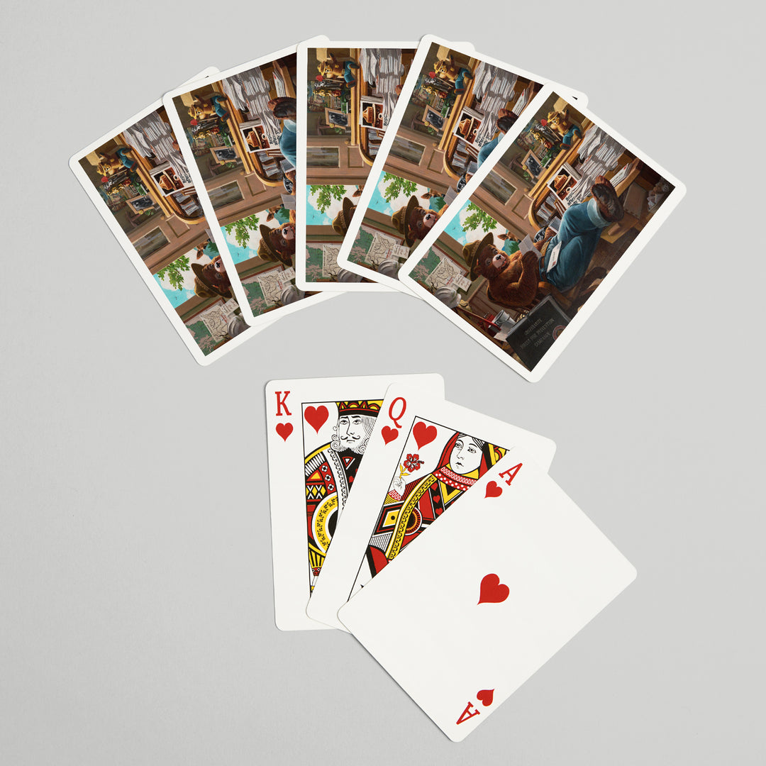 Playing Cards, Smokey Bear, Reading Mail, Officially Licensed Vintage Poster, 52 Card Deck with Jokers in Box, Unique Art Cards Lantern Press 