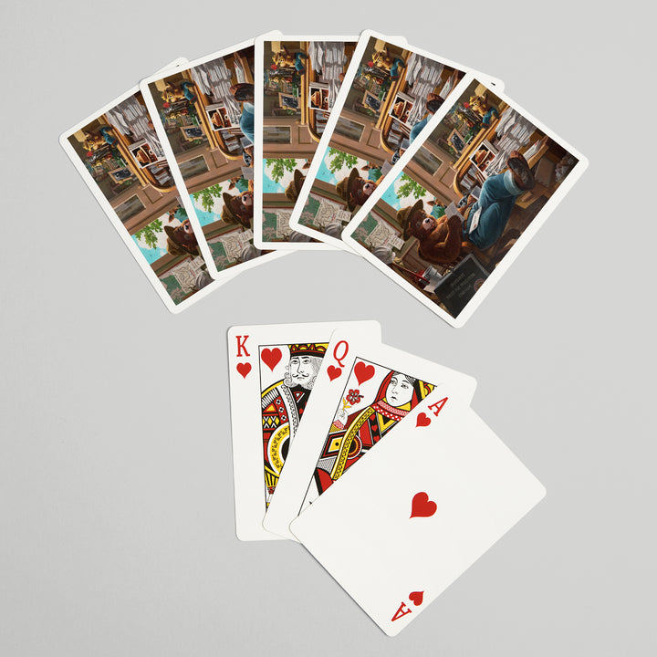Playing Cards, Smokey Bear, Reading Mail, Officially Licensed Vintage Poster, 52 Card Deck with Jokers in Box, Unique Art Cards Lantern Press 