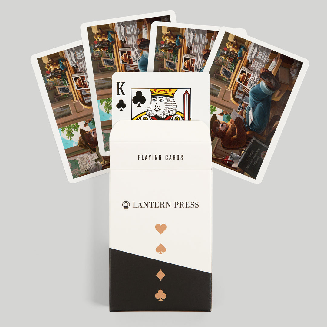 Playing Cards, Smokey Bear, Reading Mail, Officially Licensed Vintage Poster, 52 Card Deck with Jokers in Box, Unique Art Cards Lantern Press 