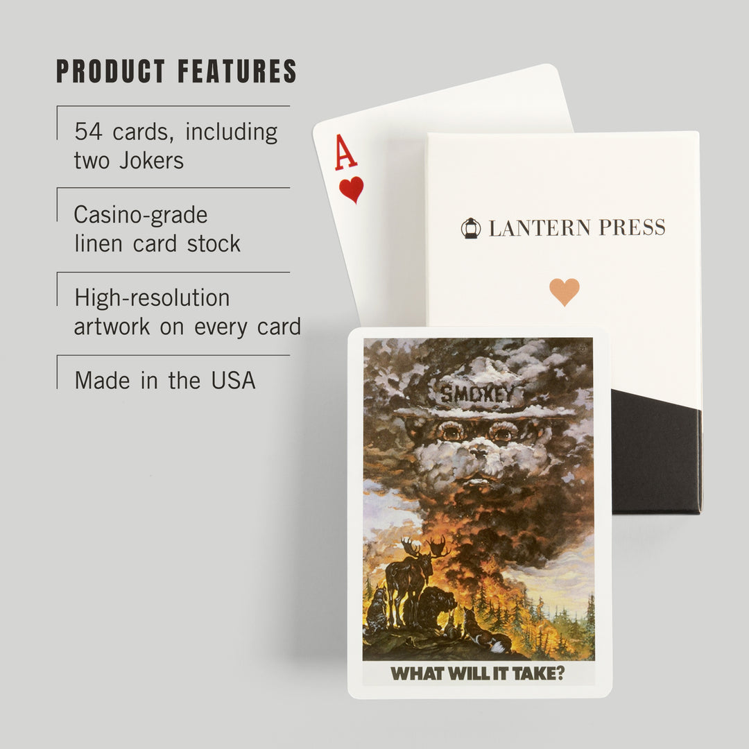Playing Cards, Smokey Bear, Time it Took to Grow a Tree, Officially Licensed Vintage Poster, 52 Card Deck with Jokers in Box, Unique Art Cards Lantern Press 