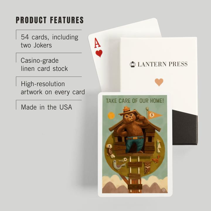 Playing Cards, Smokey Bear, Treehouse, Officially Licensed, 52 Card Deck with Jokers in Box, Unique Art Cards Lantern Press 