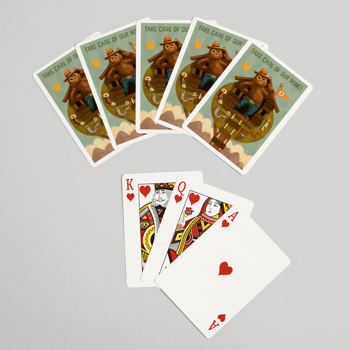 Playing Cards, Smokey Bear, Treehouse, Officially Licensed, 52 Card Deck with Jokers in Box, Unique Art Cards Lantern Press 