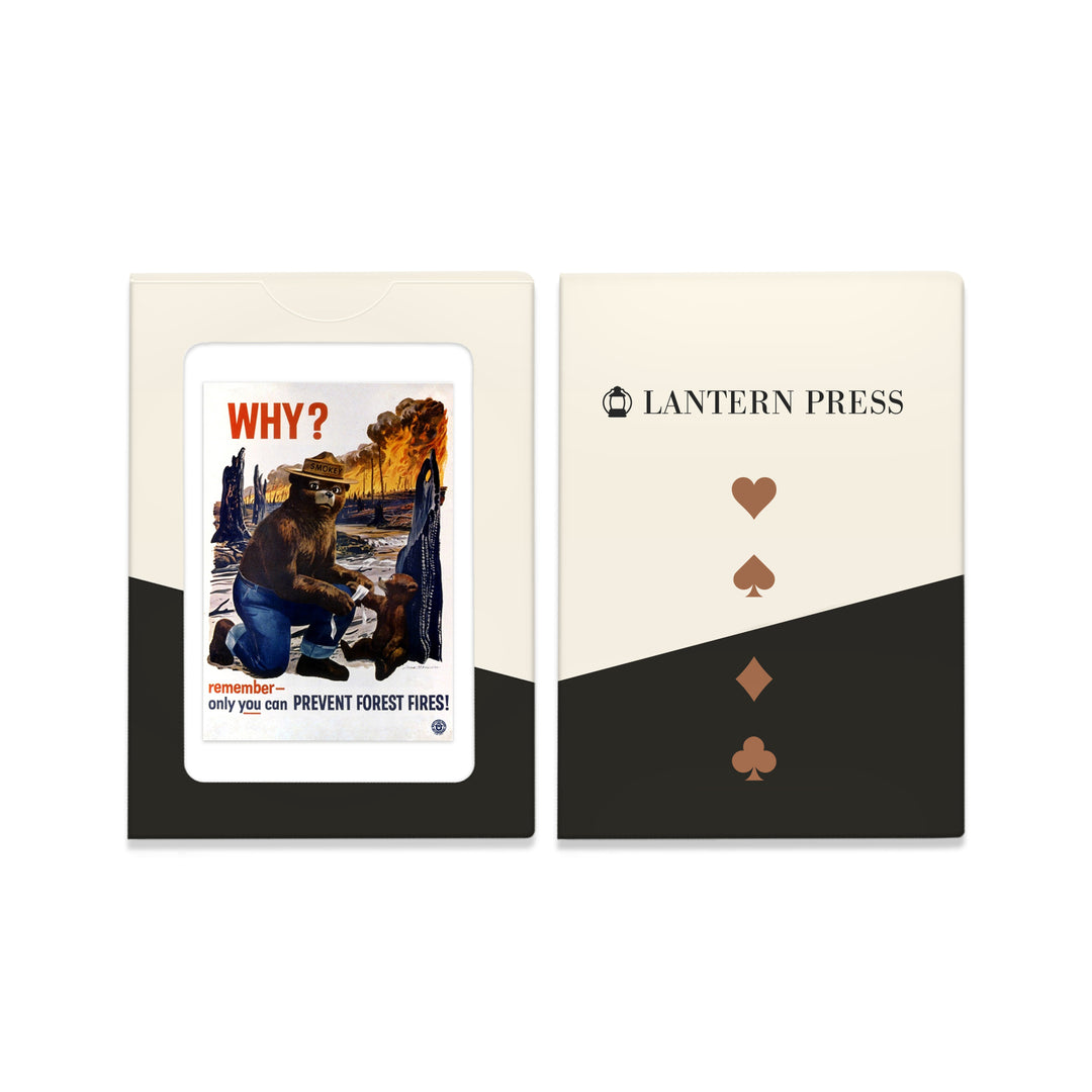 Playing Cards, Smokey Bear, Why, Officially Licensed Vintage Poster, 52 Card Deck with Jokers in Box, Unique Art Cards Lantern Press 