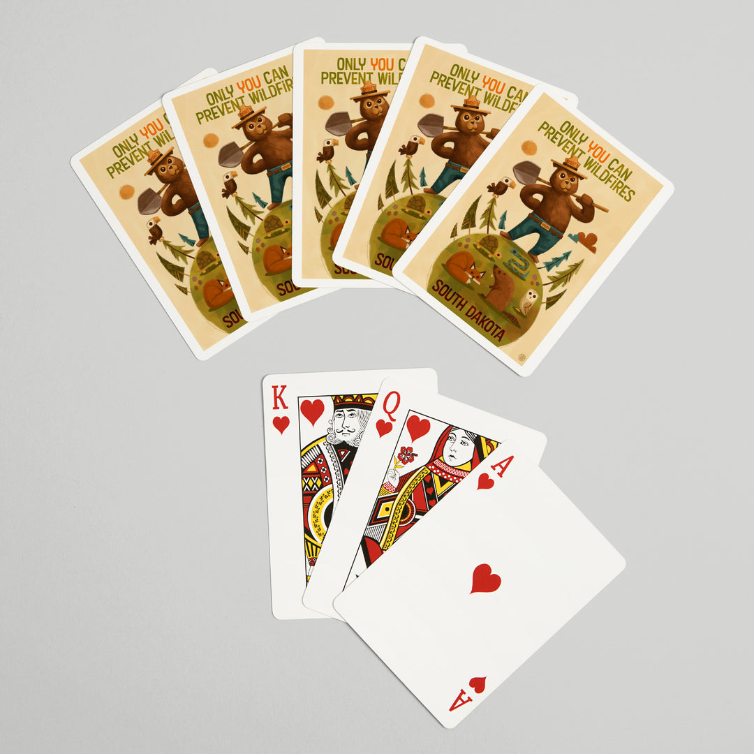 Playing Cards, South Dakota, Smokey Bear and Friends, 52 Card Deck with Jokers in Box, Unique Art Cards Lantern Press 