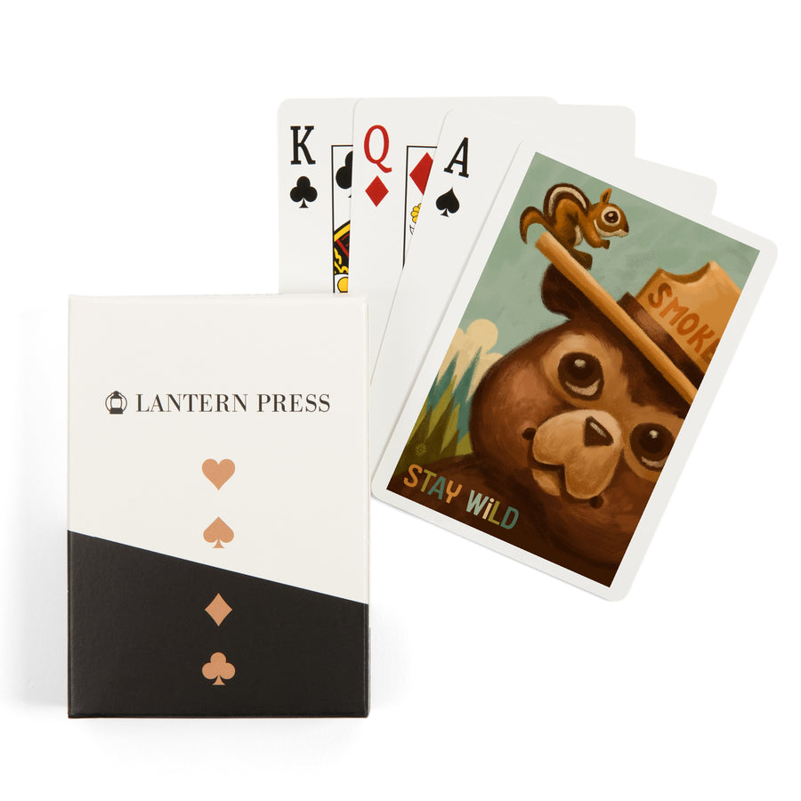 Playing Cards, Stay Wild, Smokey Bear and Squirrel, 52 Card Deck with Jokers in Box, Unique Art Cards Lantern Press 