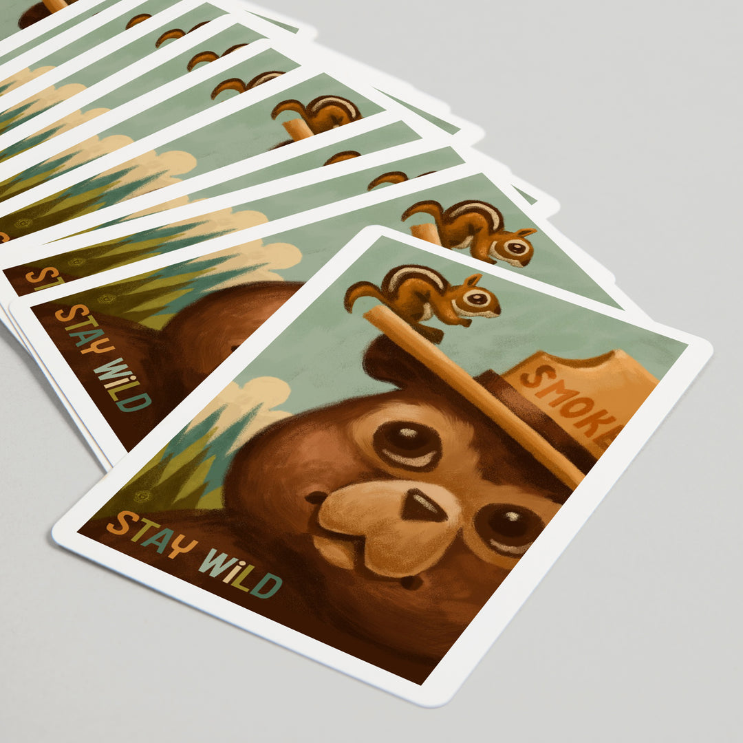 Playing Cards, Stay Wild, Smokey Bear and Squirrel, 52 Card Deck with Jokers in Box, Unique Art Cards Lantern Press 