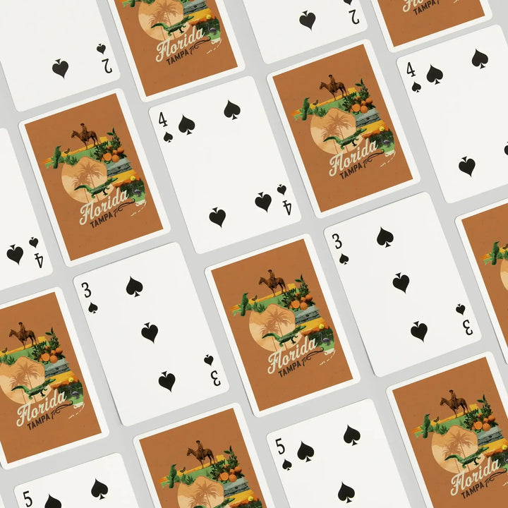 Playing Cards, Tampa, Florida, State Photomontage, State Series, 52 Card Deck with Jokers in Box, Unique Art Cards Lantern Press 