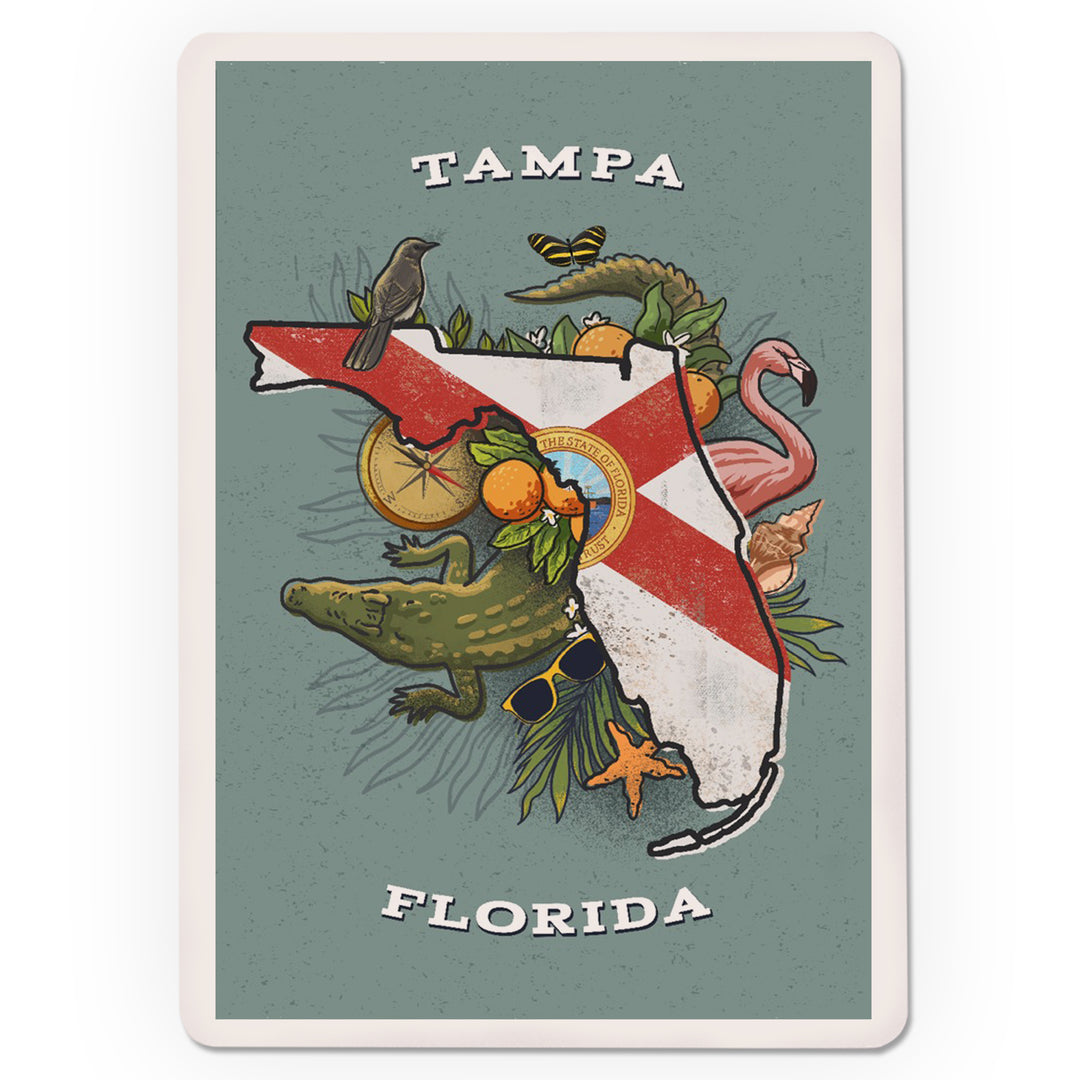 Playing Cards, Tampa, Florida, State Treasure Trove, State Series, 52 Card Deck with Jokers in Box, Unique Art Cards Lantern Press 