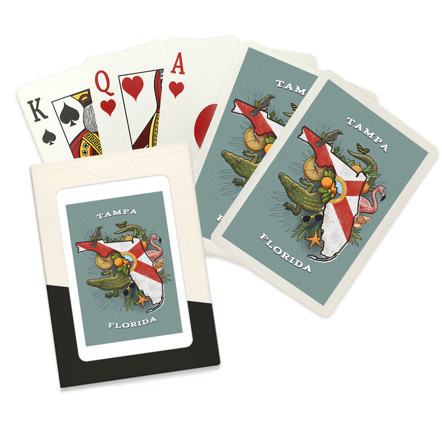 Playing Cards, Tampa, Florida, State Treasure Trove, State Series, 52 Card Deck with Jokers in Box, Unique Art Cards Lantern Press 