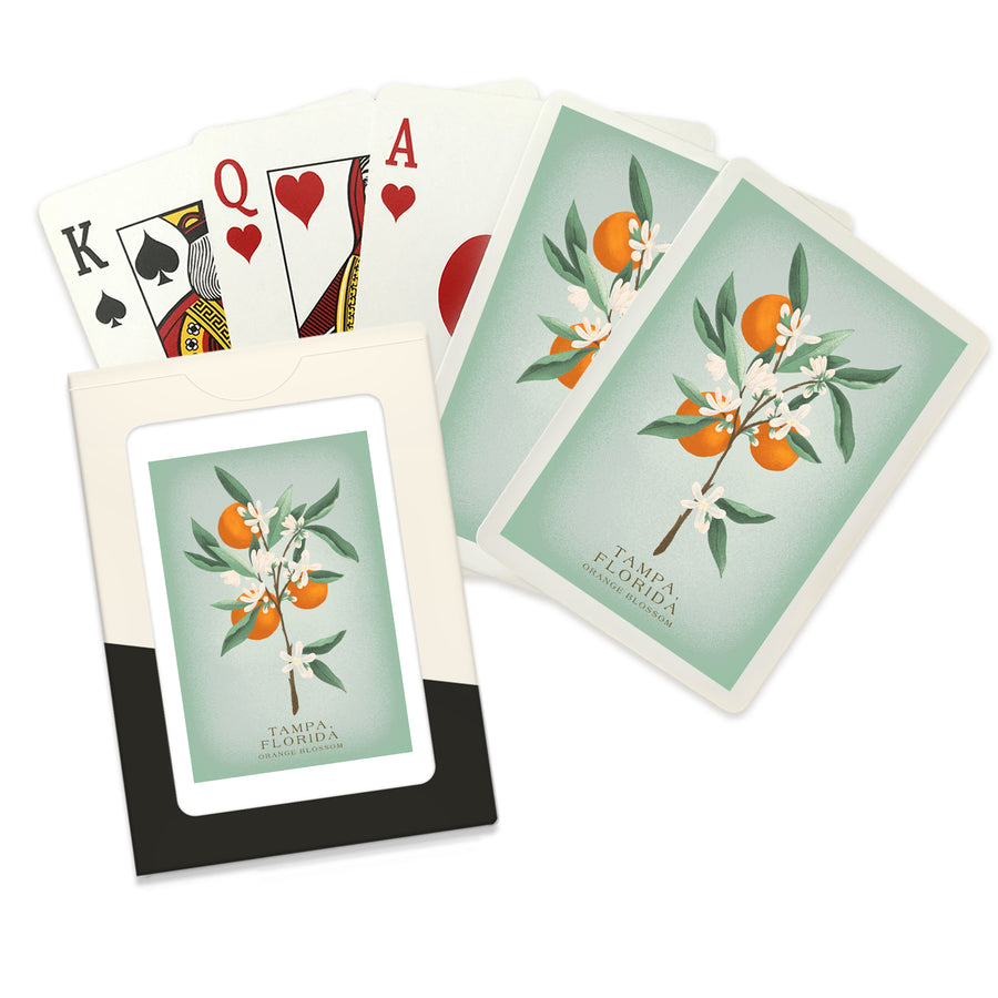 Playing Cards, Tampa, Florida, Vintage Flora, Orange Blossom, State Series, 52 Card Deck with Jokers in Box, Unique Art Cards Lantern Press 