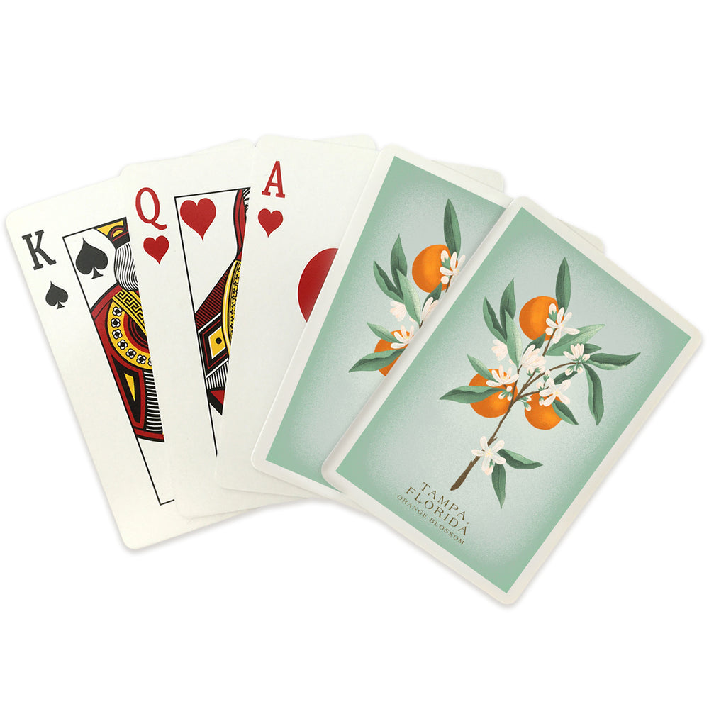 Playing Cards, Tampa, Florida, Vintage Flora, Orange Blossom, State Series, 52 Card Deck with Jokers in Box, Unique Art Cards Lantern Press 