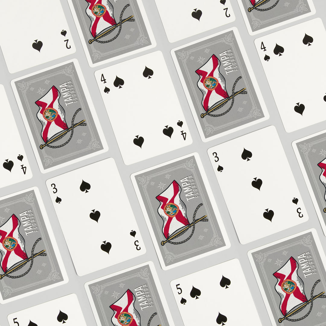 Playing Cards, Tampa, Florida, Waving State Flag, State Series, 52 Card Deck with Jokers in Box, Unique Art Cards Lantern Press 