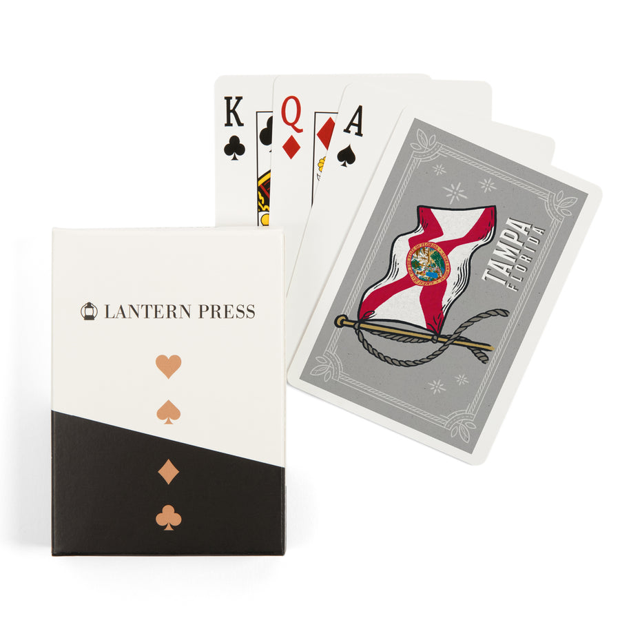 Playing Cards, Tampa, Florida, Waving State Flag, State Series, 52 Card Deck with Jokers in Box, Unique Art Cards Lantern Press 